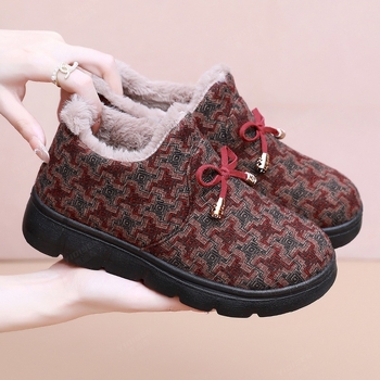 Ženske zimske papuče za starije žene, slip-on, s flecom iznutra, debeli potplat, protuklizne, tople