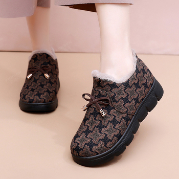 Ženske zimske papuče za starije žene, slip-on, s flecom iznutra, debeli potplat, protuklizne, tople