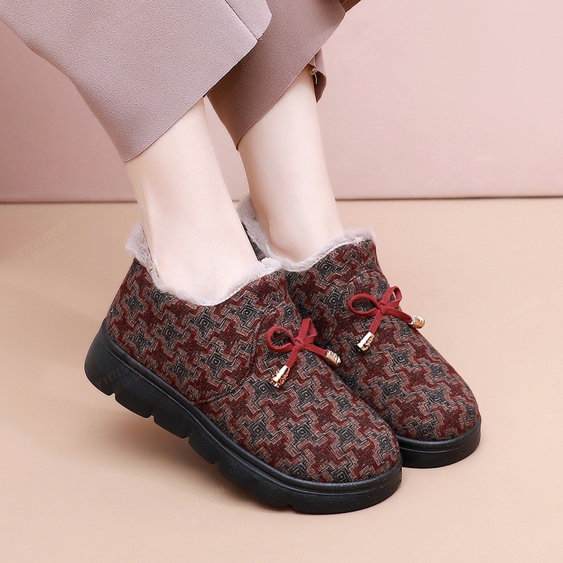 Ženske zimske papuče za starije žene, slip-on, s flecom iznutra, debeli potplat, protuklizne, tople