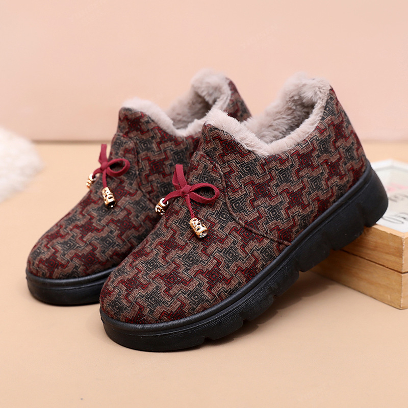 Ženske zimske papuče za starije žene, slip-on, s flecom iznutra, debeli potplat, protuklizne, tople