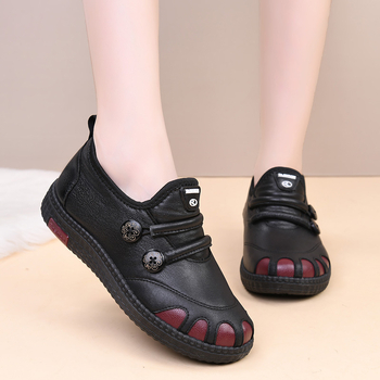 Ženske pamučne cipele, zimski model 2025, PU gornji dio, fleece podstava, vodootporne, Slip-On