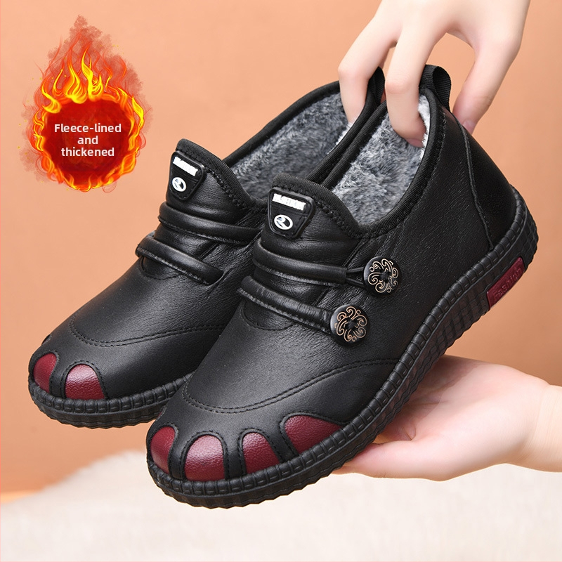 Ženske pamučne cipele, zimski model 2025, PU gornji dio, fleece podstava, vodootporne, Slip-On