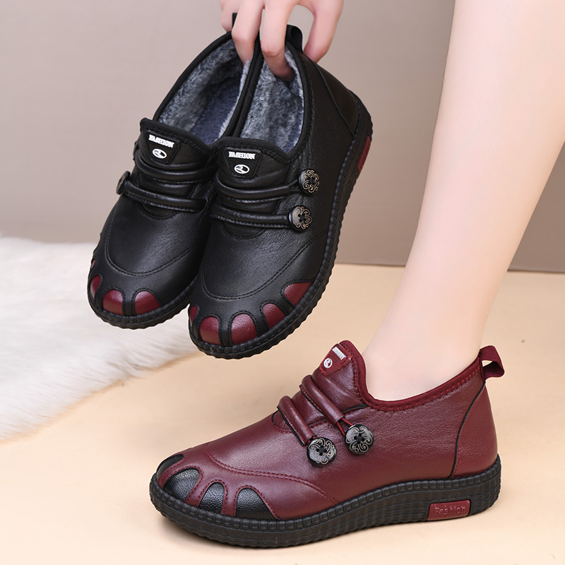 Ženske pamučne cipele, zimski model 2025, PU gornji dio, fleece podstava, vodootporne, Slip-On