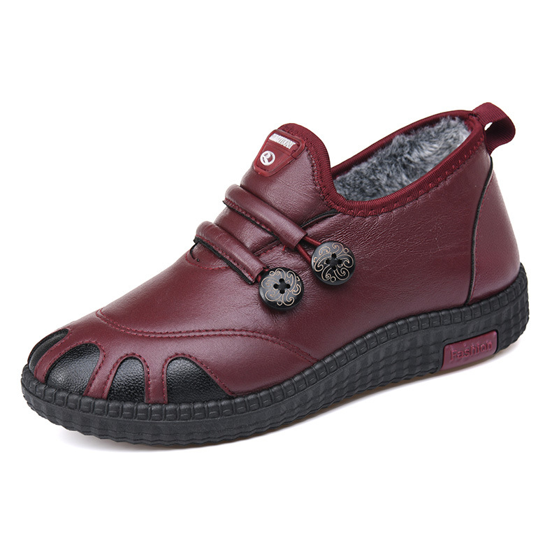 Ženske pamučne cipele, zimski model 2025, PU gornji dio, fleece podstava, vodootporne, Slip-On