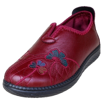 Ženske ručno pletene platnene cipele - retro stil, unutarnje umjetno krzno, gornji dio od pamuka, PU potplat, okrugli vrh, niski gornji dio, peta 3-5 cm, otvor 7-11 cm