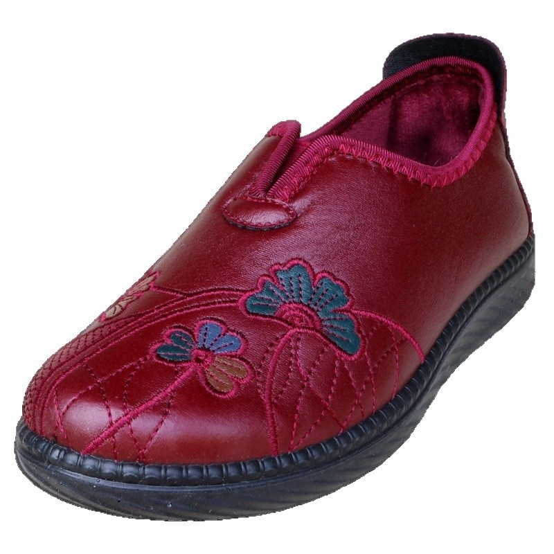 Ženske ručno pletene platnene cipele - retro stil, unutarnje umjetno krzno, gornji dio od pamuka, PU potplat, okrugli vrh, niski gornji dio, peta 3-5 cm, otvor 7-11 cm