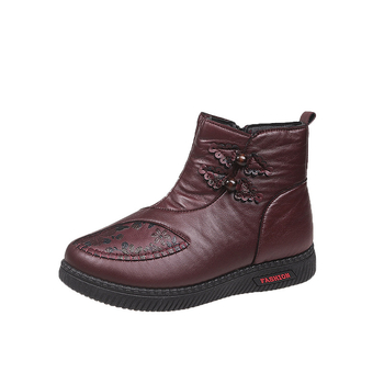 Zimske ženske papuče s vunenom podstavom, PU gornji dio, protuklizna vodootporna gumena podstavka, slip-on za starije osobe