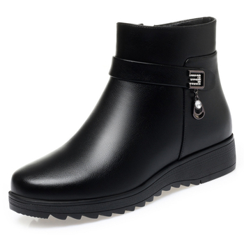 Γυναικείες βαμβατικές μπότες με επένδυση φλίς, καουτσούκ σόλα, επίπεδη φτέρνα, πλαϊνό φερμουάρ, χαμηλό ύψος