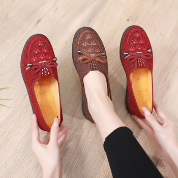 Γυναικείες υφασμάτινες παπούτσια slip-on, δροσερές και ελαφριές, αντιολισθητική πλαστική σόλα, χαμηλό άνοιγμα, επίπεδο τακούνι, για άνοιξη-καλοκαίρι-φθινόπωρο