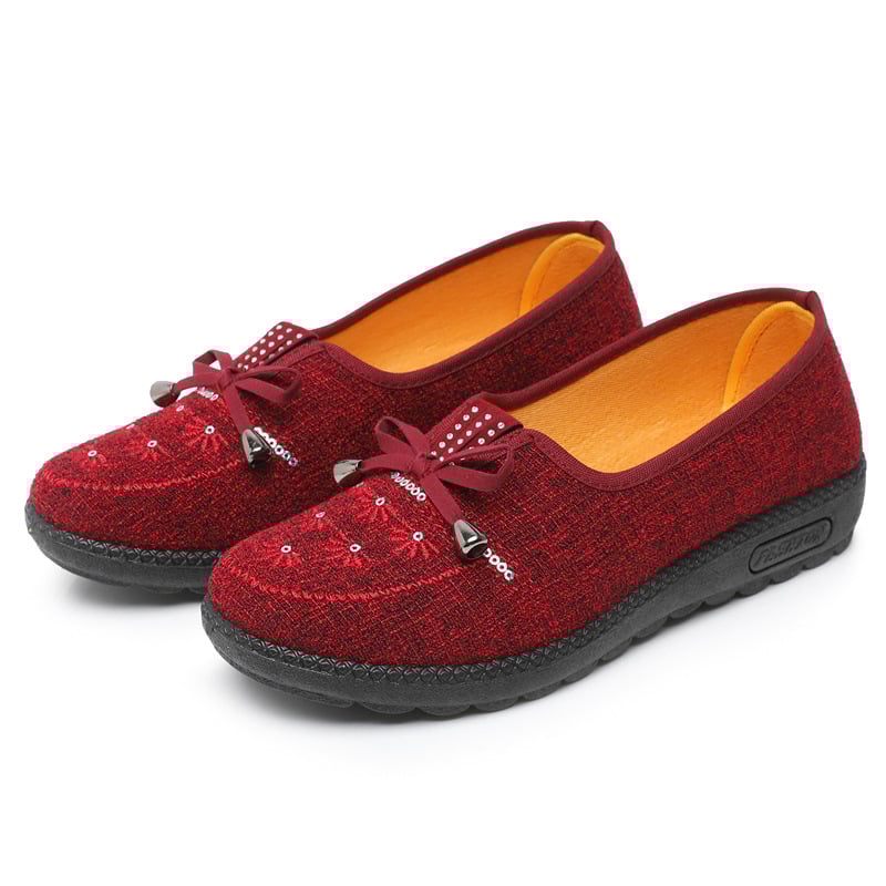 Γυναικείες υφασμάτινες παπούτσια slip-on, δροσερές και ελαφριές, αντιολισθητική πλαστική σόλα, χαμηλό άνοιγμα, επίπεδο τακούνι, για άνοιξη-καλοκαίρι-φθινόπωρο