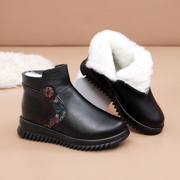 Γυναικείες χειμωνιάτικες μπότες με επένδυση φλίς, αδιάβροχες, χαμηλό τακούνι 1–3 cm, πλαϊνό φερμουάρ, μαλακή σόλα