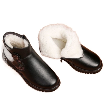 Γυναικείες χειμωνιάτικες μπότες με επένδυση φλίς, αδιάβροχες, χαμηλό τακούνι 1–3 cm, πλαϊνό φερμουάρ, μαλακή σόλα