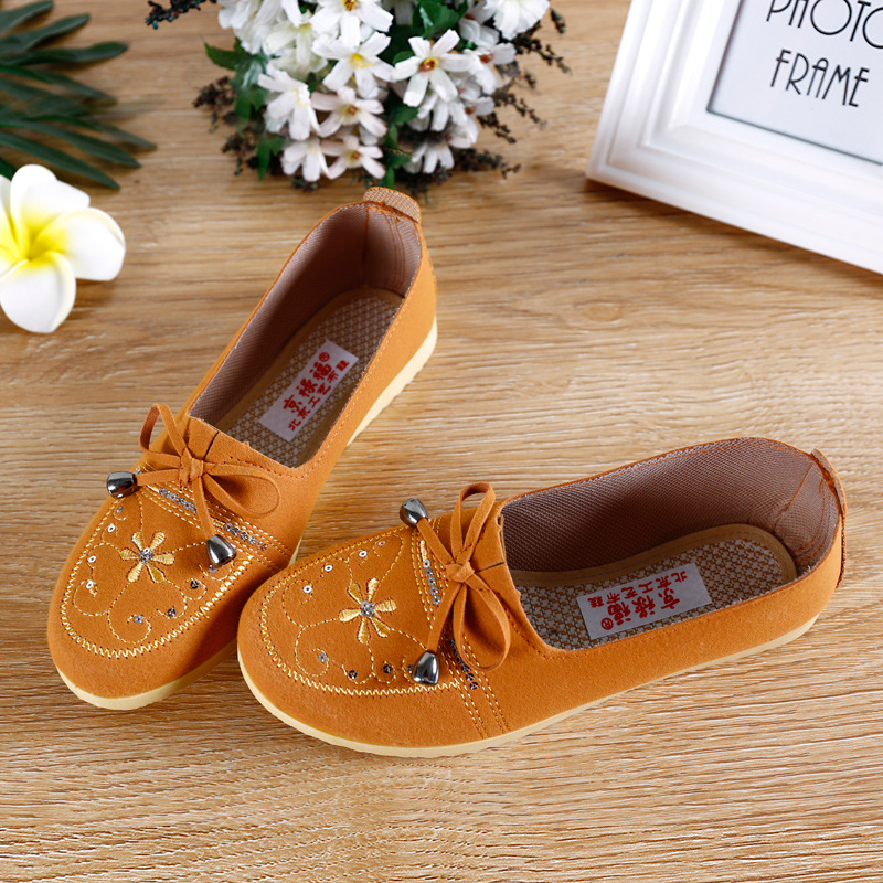 Γυναικείες υφασμάτινες παπούτσια με φιόγγo και floral κέντημα, slip-on για καθημερινή χρήση; επάνω μέρος: warp-knitted δέρμα; σόλα PVC; εσωτερικό: ύφασμα; στρογγυλός μύτης; επίπεδη φτέρνα