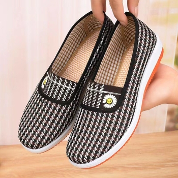 Ženske platnene slip-on tenisice s okruglim vrhom i ravnom potplatom, podstava od tekstila, za proljeće i jesen