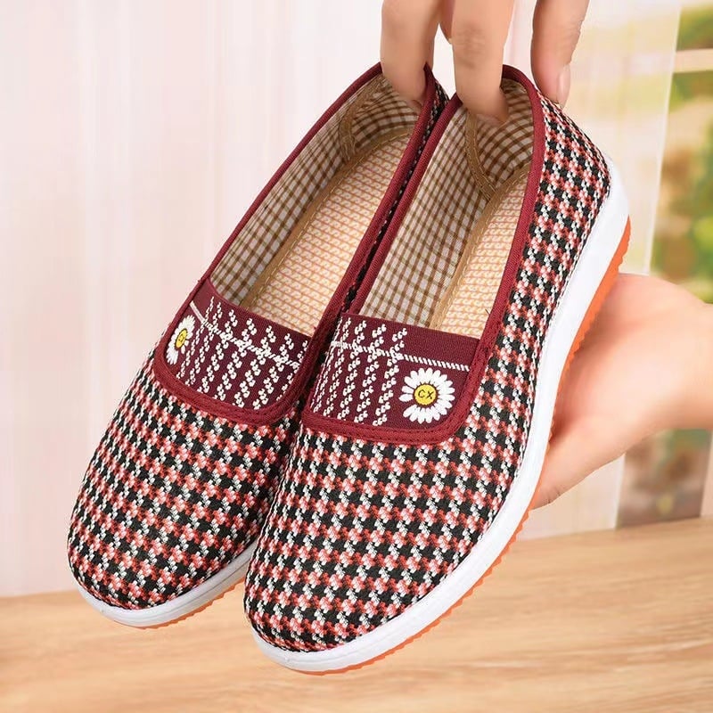 Ženske platnene slip-on tenisice s okruglim vrhom i ravnom potplatom, podstava od tekstila, za proljeće i jesen