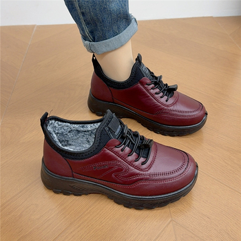 Γυναικεία χειμωνιάτικα βαμβακερά παπούτσια, με επένδυση από τεχνητή γούνα, χαμηλό τακούνι, μαλακή σόλα, ανθεκτικά στη φθορά