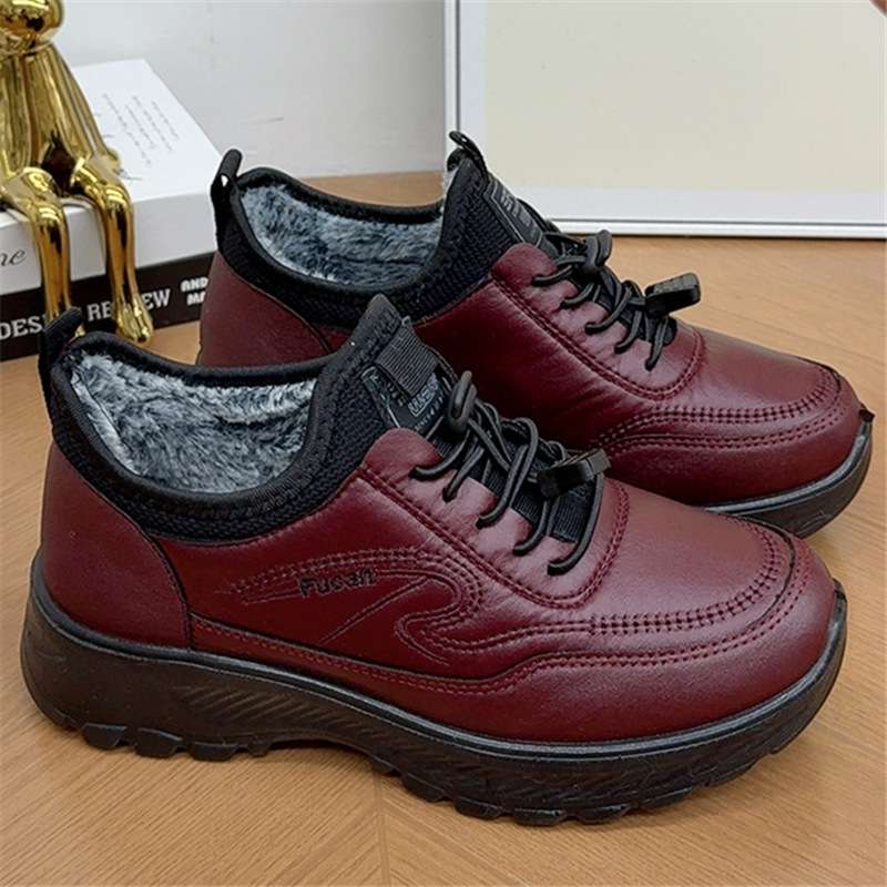 Γυναικεία χειμωνιάτικα βαμβακερά παπούτσια, με επένδυση από τεχνητή γούνα, χαμηλό τακούνι, μαλακή σόλα, ανθεκτικά στη φθορά