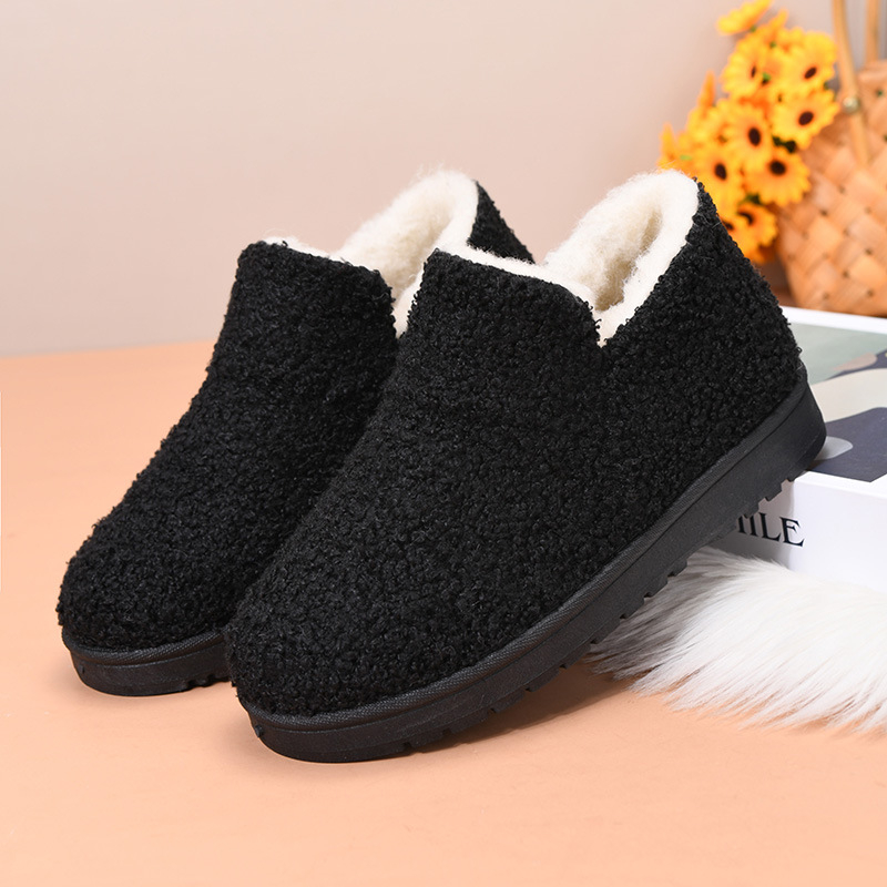 Γυναικείες χειμωνιάτικες βαμβατικές παντόφλες με γούνινη επένδυση, slip-on με καουτσούκ σόλα, στρογγυλή μύτη
