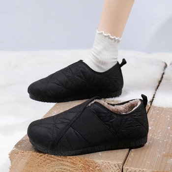 Βαμβαρωτά παπούτσια - Χειμώνας 2025 ρετρό ζεστά loafers με επένδυση γούνας, χωρίς κορδόνια, στρογγυλή μύτη, επάνω μέρος από συνθετικό δέρμα, καουτσούκ σόλα, χαμηλό ύψος, 1–3 cm τακούνι