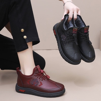 Γυναικεία βαμβακερά παπούτσια για το χειμώνα, ζεστά slip-on με επένδυση από συνθετικό γούνα, στρογγυλή μύτη, χαμηλό τακούνι