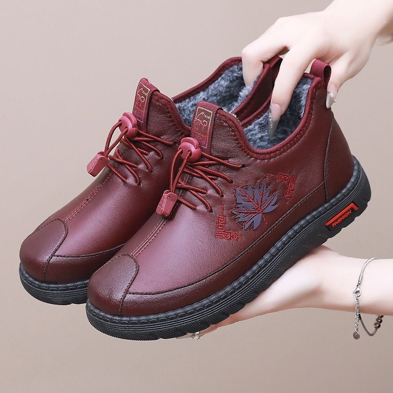 Γυναικεία βαμβακερά παπούτσια για το χειμώνα, ζεστά slip-on με επένδυση από συνθετικό γούνα, στρογγυλή μύτη, χαμηλό τακούνι