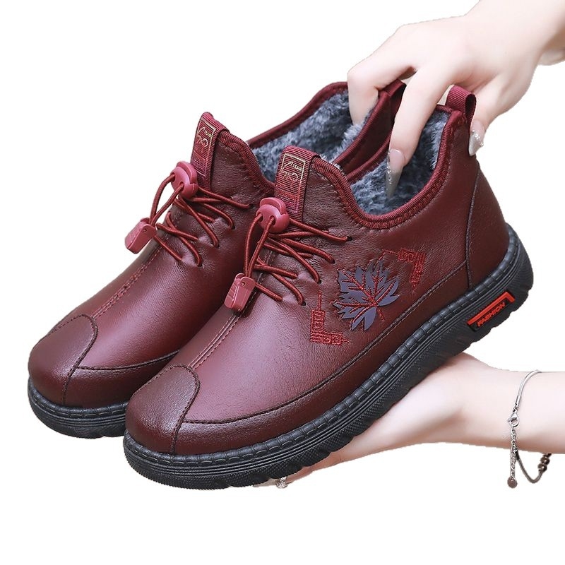 Γυναικεία βαμβακερά παπούτσια για το χειμώνα, ζεστά slip-on με επένδυση από συνθετικό γούνα, στρογγυλή μύτη, χαμηλό τακούνι