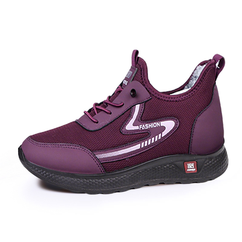 Γυναικείες βαμβακερές παπούτσια για τον χειμώνα, με πάνω μέρος από ύφασμα, στρογγυλή μύτη, επένδυση από τεχνητή γούνα, εξωτερική σόλα PU με έγχυση