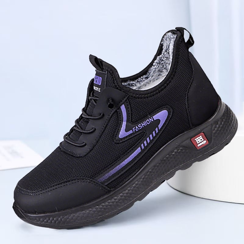 Γυναικείες βαμβακερές παπούτσια για τον χειμώνα, με πάνω μέρος από ύφασμα, στρογγυλή μύτη, επένδυση από τεχνητή γούνα, εξωτερική σόλα PU με έγχυση