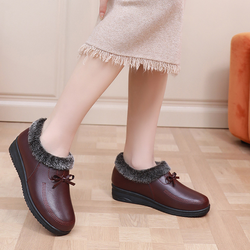 Γυναικεία χειμερινά παπούτσια με φλίς επένδυση, επάνω ύλικό: υπερ-ίνες, αντιολισθητική σόλα από καουτσούκ, χαμηλό προφίλ, καθημερινή άνεση