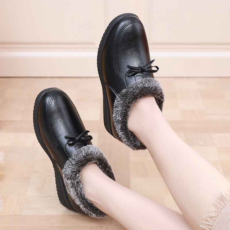 Γυναικεία χειμερινά παπούτσια με φλίς επένδυση, επάνω ύλικό: υπερ-ίνες, αντιολισθητική σόλα από καουτσούκ, χαμηλό προφίλ, καθημερινή άνεση