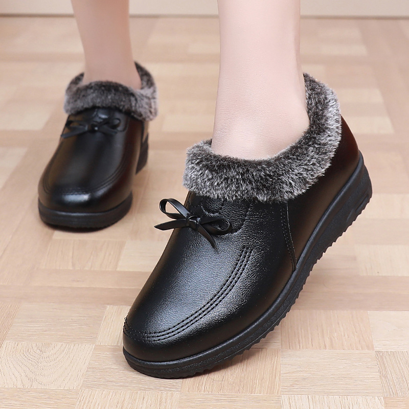 Γυναικεία χειμερινά παπούτσια με φλίς επένδυση, επάνω ύλικό: υπερ-ίνες, αντιολισθητική σόλα από καουτσούκ, χαμηλό προφίλ, καθημερινή άνεση