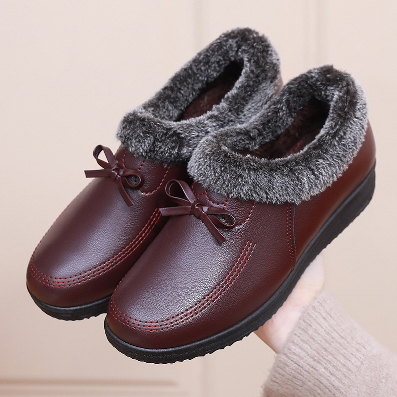 Γυναικεία χειμερινά παπούτσια με φλίς επένδυση, επάνω ύλικό: υπερ-ίνες, αντιολισθητική σόλα από καουτσούκ, χαμηλό προφίλ, καθημερινή άνεση