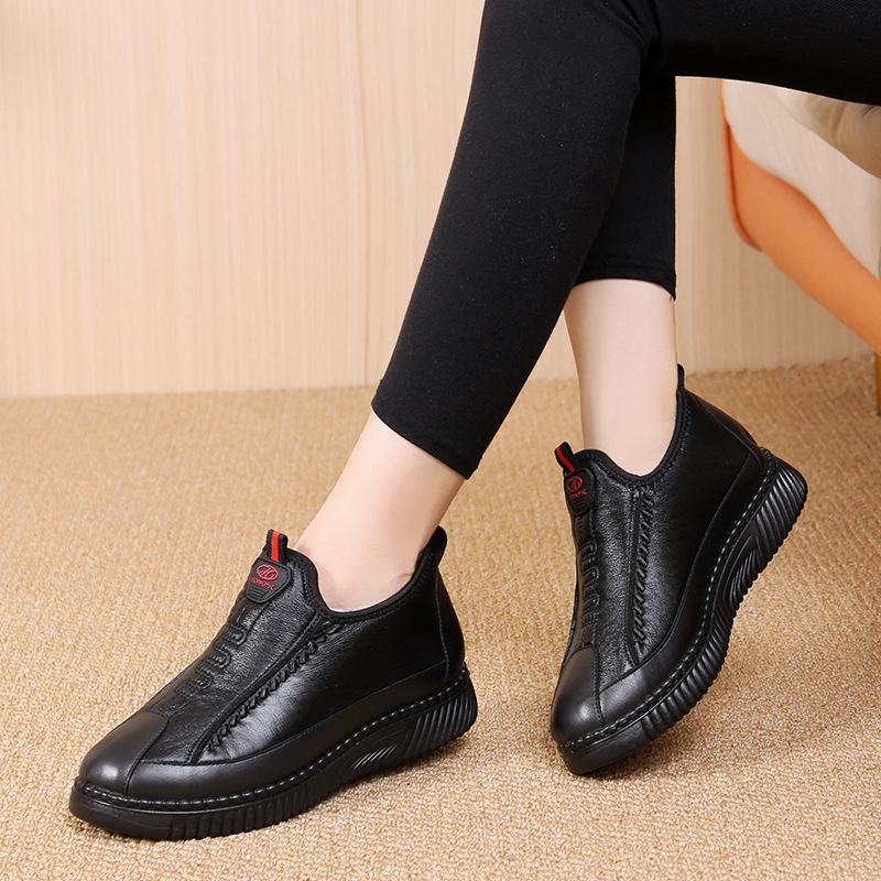 Γυναικεία βαμβακερά παπούτσια για τον χειμώνα, με επένδυση φλίς, άνω μέρος από συνθετικό PU, εσωτερική επένδυση από συνθετικό βελού, σόλα PVC, επίπεδο τακούνι