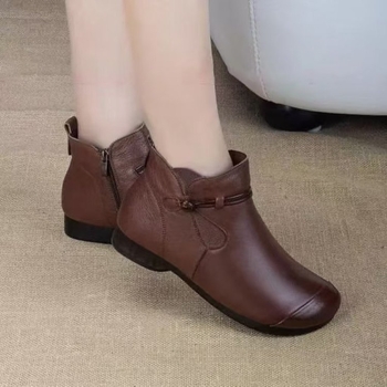 Női téli lapos talpú csizma, vintage-stílus, vízálló, könnyű, csúszásmentes, oldalsó cipzár