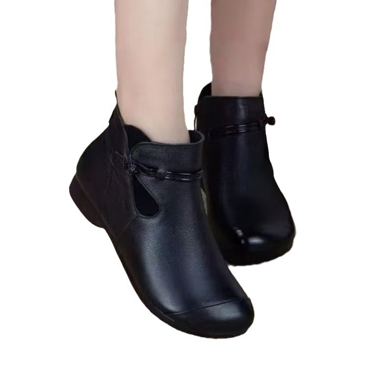 Női téli lapos talpú csizma, vintage-stílus, vízálló, könnyű, csúszásmentes, oldalsó cipzár