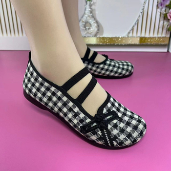 Női vászon Slip-On cipő nyárra, könnyű és légáteresztő, felső rész vászon, talp műanyag, kockás mintázat