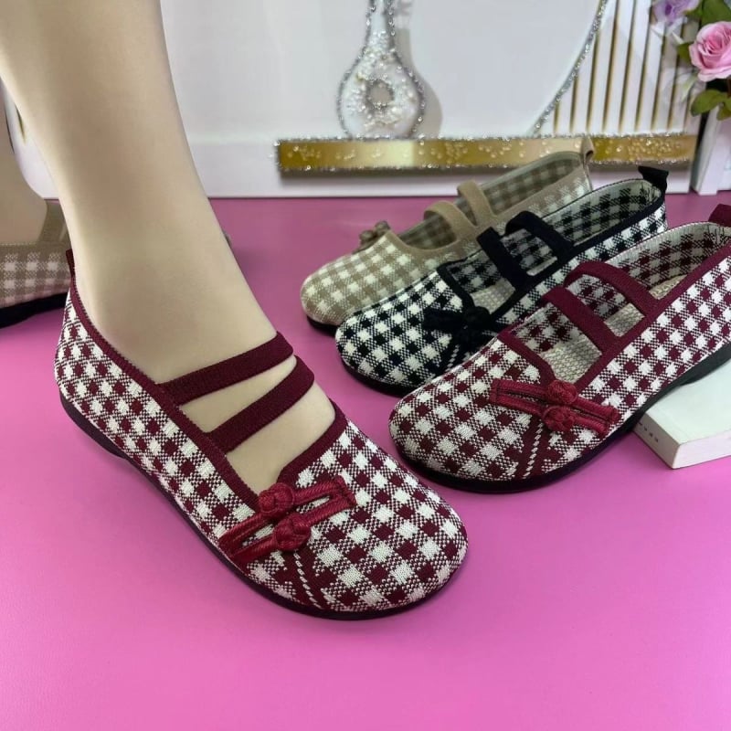 Női vászon Slip-On cipő nyárra, könnyű és légáteresztő, felső rész vászon, talp műanyag, kockás mintázat