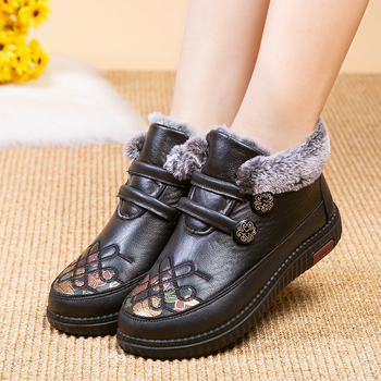 Ženske zimske cipele od PU s flis podstavom, slip-on dizajn, nizak potplat, okrugli vrh, PU potplata