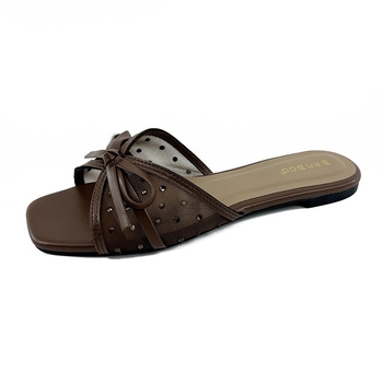 Női hálós felsőrésszel, nyitott lábujjakkal, masnival, PU béléssel, gumitalppal