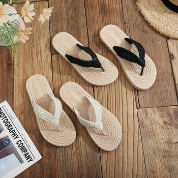 Női EVA tengerparti szandál imitált szalma mintával, lélegző, könnyű, ragasztózárású, sík talppal