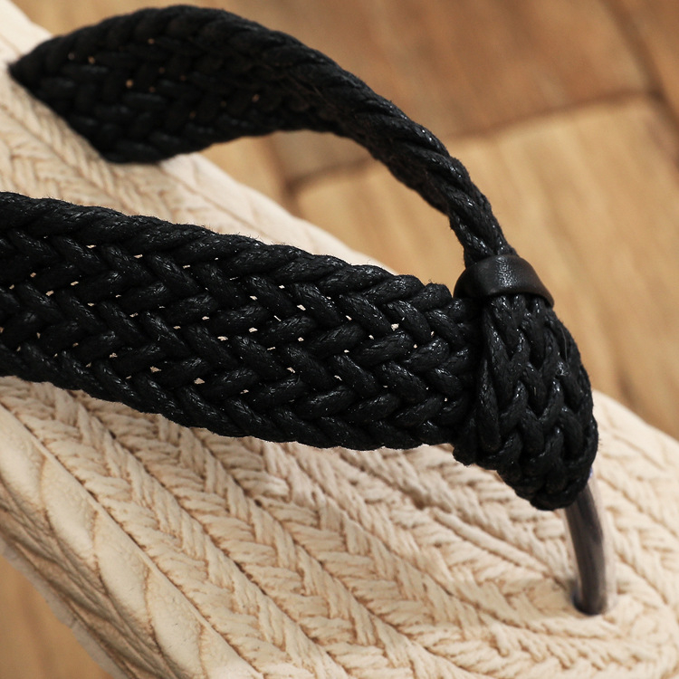 Női EVA tengerparti szandál imitált szalma mintával, lélegző, könnyű, ragasztózárású, sík talppal