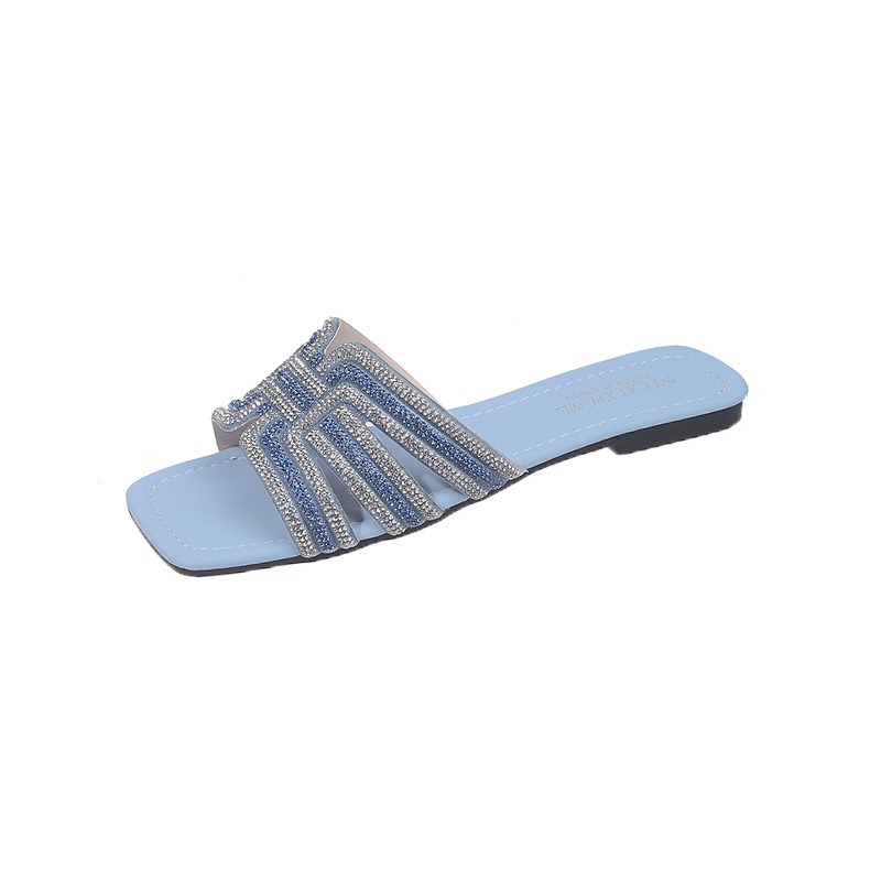 Sandale s dijamantima, svakodnevni stil, PU gornji dio, gumeni potplat, unutarnji Cortical materijal, jednofarbni uzorak, ravna potplata