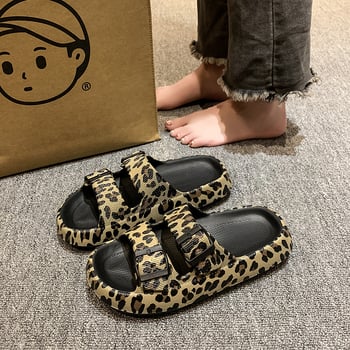 Ženske leopard uzorka flip-flop cipele - EVA gornji dio i potplat, mrežasta unutrašnjost, okrugli vrh