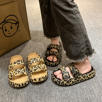 Ženske leopard uzorka flip-flop cipele - EVA gornji dio i potplat, mrežasta unutrašnjost, okrugli vrh