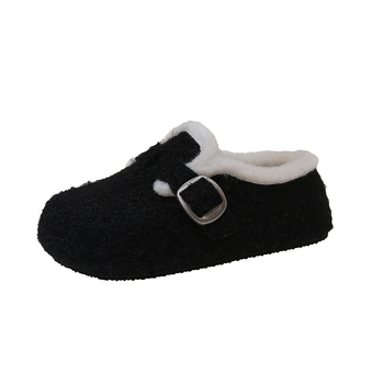 Dječje Birkenstock stila sandale s umjetnim krznom, PU gornji dio, gumeni potplat, okrugli prst, korejski stil