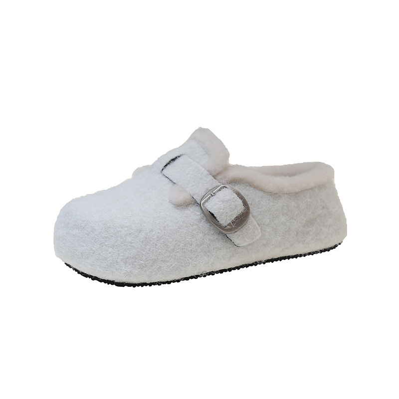 Dječje Birkenstock stila sandale s umjetnim krznom, PU gornji dio, gumeni potplat, okrugli prst, korejski stil