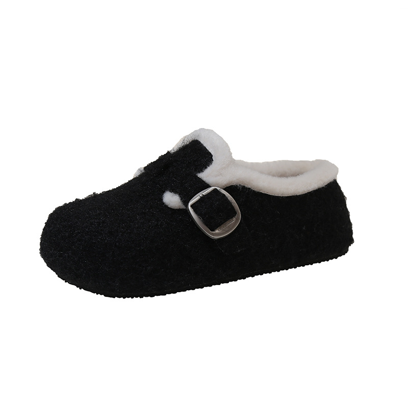 Dječje Birkenstock stila sandale s umjetnim krznom, PU gornji dio, gumeni potplat, okrugli prst, korejski stil