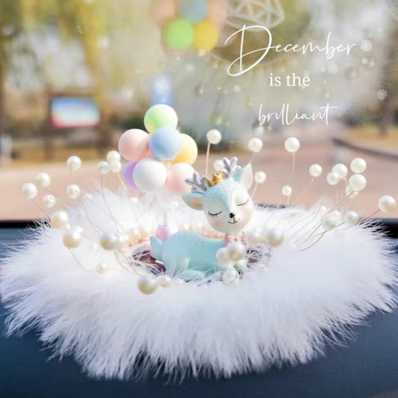 Διακόσμηση αυτοκινήτου με μοτίβο ελάφι για ασφαλή ταξίδια, θήκη αρώματος, μπαλόνι εξομολόγησης, αντιολισθητικό χαλάκι με μαργαριράκια και φτερά • Υλικό: ρητίνη • Στυλ: Μοντέρνο • Λειτουργία: Ευλογία