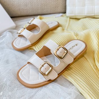 Ženske ravne papuče s PU gornjim dijelom, gumom potplatom, rimski stil, prozračne i protuklizne.