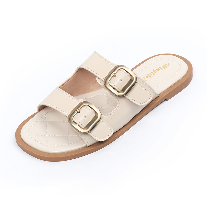 Ženske ravne papuče s PU gornjim dijelom, gumom potplatom, rimski stil, prozračne i protuklizne.